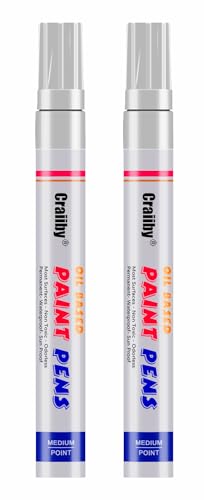White Paint Markers, 2 Pack Oil-Based Waterproof Quick Dry Permanent Paint Pen Set for Rocks Painting, Wood, Plastic, Canvas, Glass, Mugs, Metal, Tire, Stone, DIY Craft - color: White