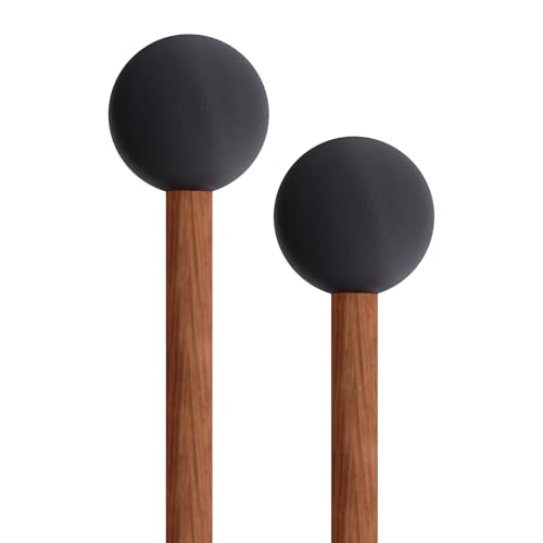 Lidguni Tongue Drum Mallets, Bell Mallets Glockenspiel Sticks, Rubber Xylophone Mallet Percussion with Wood Handle, 8.3", Black