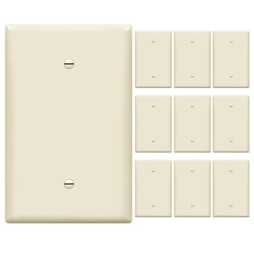 ENERLITES 10 Pack Oversized Blank Wall Plate Cover, 1-Gang, Light Almond - color: Light Almond, size: Over-Size