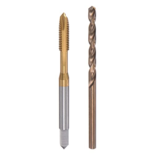 uxcell M4 x 0.7 Spiral Point Thread Tap and 3.3mm Drill Bit Set, Metric Titanium Plated Cobalt High Speed Steel Machine Screw Thread Tap Threading Tool - size: M4 x 0.7 + 3.3mm