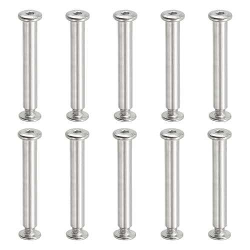 PATIKIL Hex Chicago Screws, 10 Set Binding Screw Posts M6 x 50 mm Connecting Hex Drive Socket Cap Bolt Nuts for Scrapbook Leather Belt Album Photo Furniture Repair, Silver - size: M6 x 50
