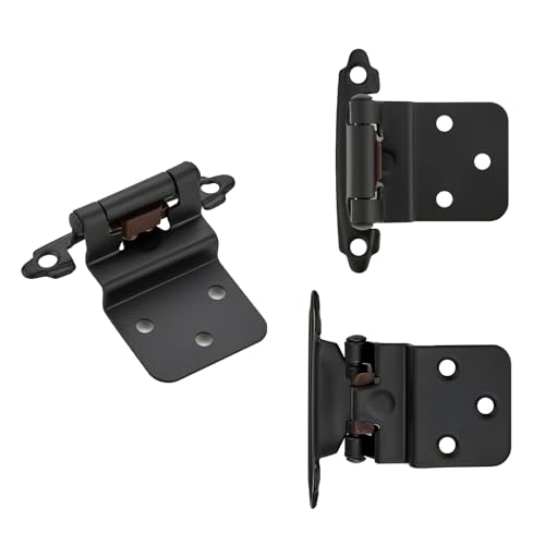 Matte Black Cabinet Hinges, 3/8 Inch Inset, 4 Pack(2Pairs) - color: Matte Black