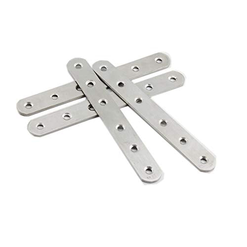 4 Pack Flat Mending Plate for Wood,ULIFESTAR Stainless Steel Straight Brackets 160mm / 6" Length 6 Screw Hole Flat Repair Fixing Wood Brace Joining Plates Connector with Fixing Screws - size: ['160x20x3mm']