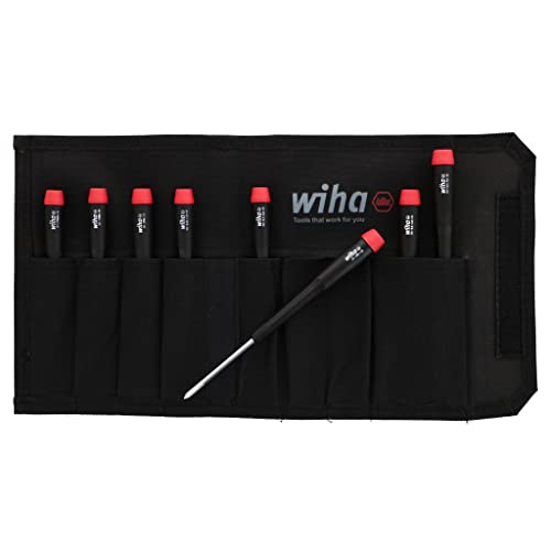 Wiha 26199 Slotted and Phillips Screwdriver Set in Rugged Canvas Pouch, 8 Piece