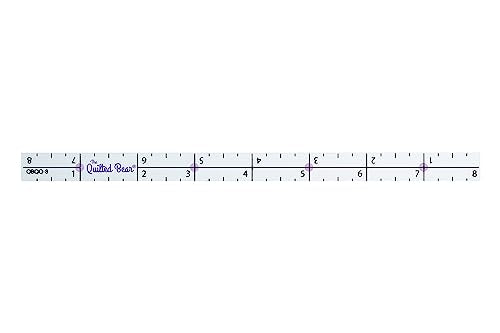 The Quilted Bear Quilter's Quarter - Transparent Acrylic Non Slip Quarter Inch Quilting, Patchwork & Sewing Ruler with ¼, ½, and 1" Markings (8 inches) - size: 8 Inch (Single)