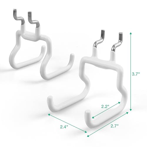 Pegboard Hooks, 8 Pack Peg Board Tool Utility Hooks & Hangers (White) - color: White