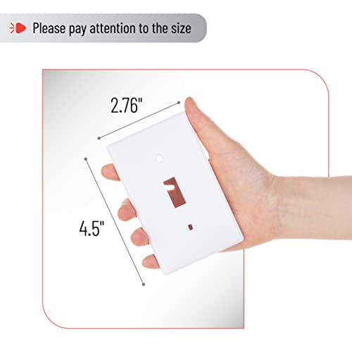 Bates- Light Switch Plates, 5 Pack, White, Light Switch Cover Plate, Single Switch Plate Cover - color: White, size: 5 Pack, Standard-Size
