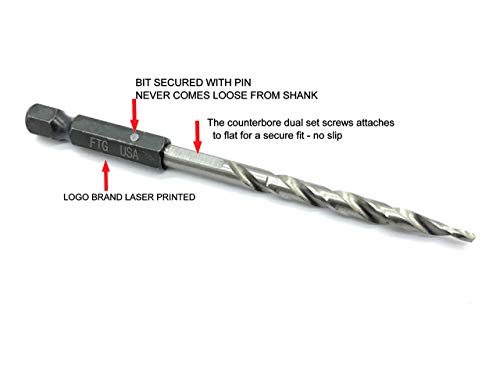 FTG USA 3 Pc Wood Countersink Drill Bit Set #6#8#10 with 3/8" Depth Stop - size: #6#8#10, style: with Depth Stop