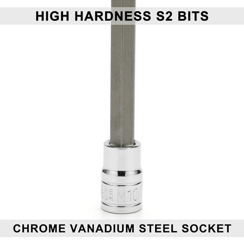 Mayouko 6" Extra Long XZN Triple Square Spline Bit Socket Set, 4mm to 18mm, 10-Piece, 3/8" & 1/2" Drive - style: XZN