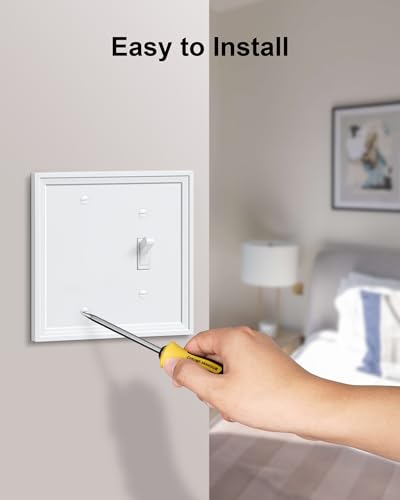 2-Pack Natural Bamboo Fiber Combo Blank/Toggle Light Switch Cover Plate - color: Pure White, size: 1 Blank/1 Toggle 2PK