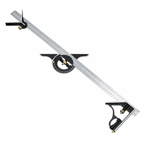 Combination Square Stainless Steel Multi-Function Carpentry Square Clear Scale Easy to Read(600mm/23.62") - style: 600mm/23.62"