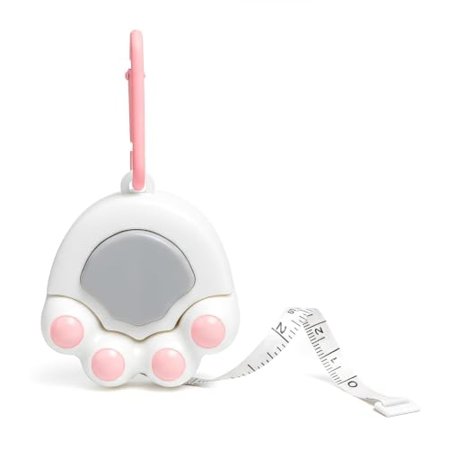 White Cat Paw Fashion Measuring Tape 79", Sewing Gifts w/Keychain - color: A1-White Cat Paw