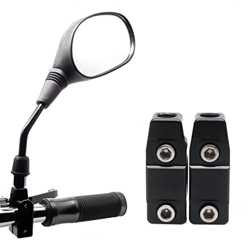 MZS Motorcycle Handlebar Mirror Mount Clamp, Aluminum 7/8 Handlebar Clamps 10MM Thread Holder Black for Motorbike Street Bike ATV Snowmobile Scooter Moped