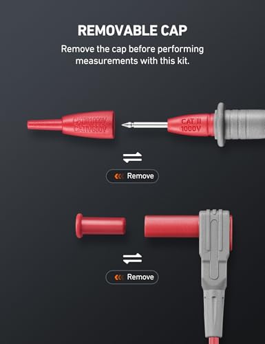 AstroAI 8Pcs Multimeter Test Leads Set with Alligator Clips, Plunger Mini Hooks and Test Probes 1000V 10A CAT III & CAT IV 600V for Fluke, KAIWEETS, INNOVA Multimeter, Voltmeter, Clamp Meter - size: Test leads Set