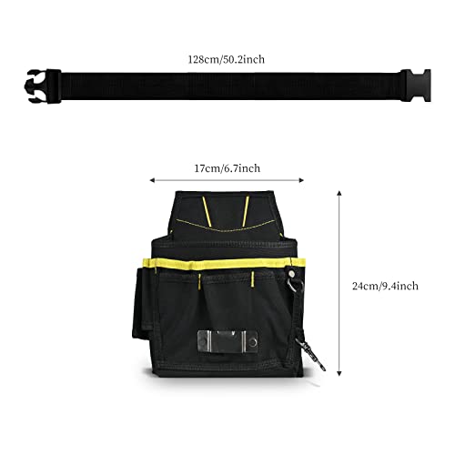 EHDIS Wrapping Tool Pouch with Belt Waist Waterproof Oxford Small Tool Organizer Tool Bag Utility Gadget Tool Holder with Multi Pocket for Car Tools