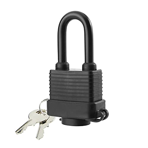 SafiSwords Waterproof Padlocks Keyed Alike for Outdoor use, Covered Heavy Duty Laminated Steel Lock, 1-9/16 Inch. Wide, Long Padlock, Pack of 8