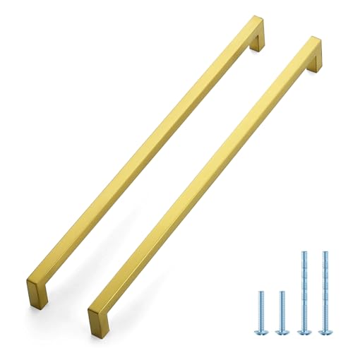 JOY DECOR Gold Cabinet Handles Square Cabinet Pulls, 15 Inch CC, 10 Pack - size: 15 Inch Hole Center