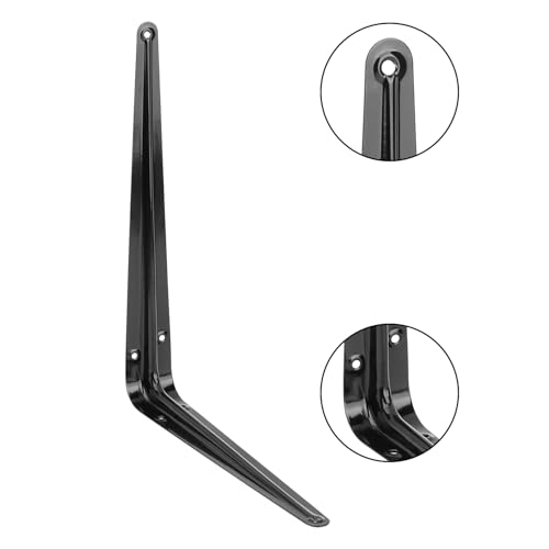 24 Pack 12" x 10" Heavy Duty Metal Shelf Brackets, Floating Shelf Bracket, L Brackets for Shelves, Perfect for 12 Inch Wide Wood Boards, Rustic Farmhouse Decorative Wall Mount Corner Brace - size: 24 Pack 12" x 10" Black
