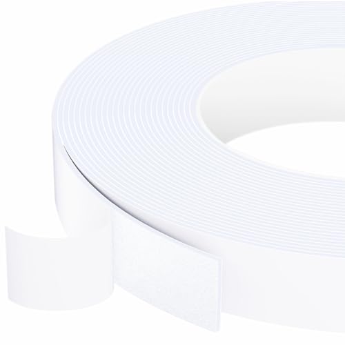 Foam Weather Stripping Door Seal,1 Inch W x 1/17 Inch T x 33 Feet White Window Sealing Tape，Single-Sided Self-Adhesive Insulation Sealing Strip - color: White, size: 1 IN x 1/17 IN x 33FT