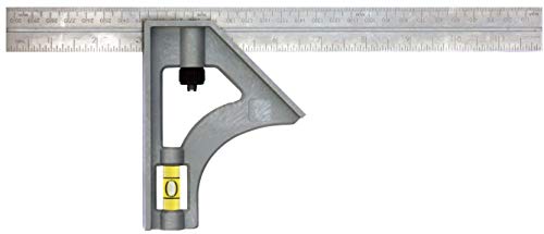 Johnson Level & Tool 415EM Structo-Cast Inch/Metric Combination Square, 12", Silver, 1 Square - style: Strict Cast