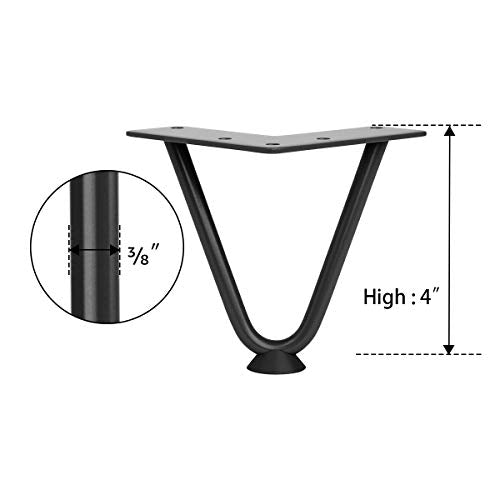SMARTSTANDARD 4 Inch Heavy Duty Hairpin Furniture Legs, Black 4PCS - color: Black, size: 4 Inch