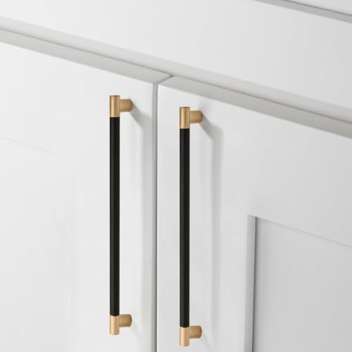 Black & Gold Knurled Cabinet Handles Kitchen Pulls 6 Inch 10 Pack - color: Black and Gold, size: 6" Hole Center