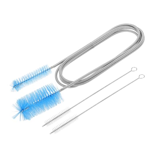 HARFINGTON 3pcs Flexible Long Drain Brush Straw Cleaner Set 61.02" Stainless Steel Double Ended Hose Brush with 8" Nylon Long Tube Pipe Cleaning for Fish Tank Sink Pipe, Blue - color: Blue, size: 155cm