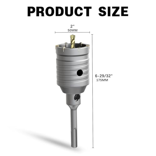 2" Concrete Hole Saw,50mm Masonry Hole Saw, with 110mm SDS Plus Shank Connecting Rod for Concrete Brick Cement Stone Wall Drilling Home Improvement - size: （2" 50mm）
