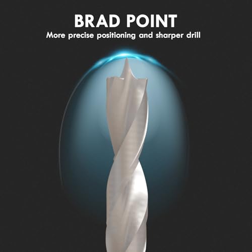 25Pcs (1mm - 13mm) Metric Brad Point Wood Drill Bit Set - size: Round Shank (0.039"-0.512") - 25pcs