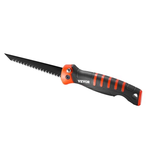 VEVOR Folding Jab Saw, 5 in Foldable Keyhole Saw with Soft Grip Handle, Folding Drywall Hacksaw with Triple Ground Teeth and Sharp Tip, for Drywall, Wood, PVC Pipes, Thin Sheets, Wall Panels - size: 5 inch