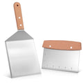 Flyisland Blackstone Bench Scraper and Grill Spatula Set, Stainless Steel Heavy Duty Hamburger Turner with Cutting Edges, Flat Top Griddle Pancake Flipper - style: Spatula and Scraper