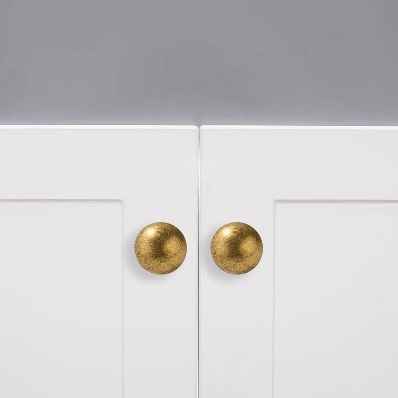 10 Pack 100% Solid 1 inch(25mm) Antique Brass Cabinet Knobs Decorative Bi-Fold Door Knob Outside Diameter Diecast Bathroom Cabinet knobs - color: Antique Brass, size: 1 inch(25mm)Diameter