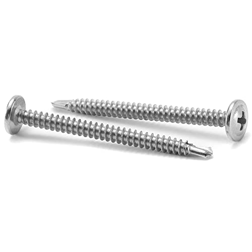 #8 x 2 Sheet Metal Screws 500PCS 410 Stainless Steel Truss Head Fast Self Tapping Screws by SG TZH - color: Silver, size: #8 x 2"