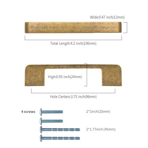 2328 10 Pack 3.75 Inch(96mm) Kitchen Cabinet Handles Antique Brass Cabinet Pulls Kitchen Cabinet Hardware Drawer Pulls for Cupboard Wardrobe - color: Antique Brass, size: 3.75"/96MM Hole Center