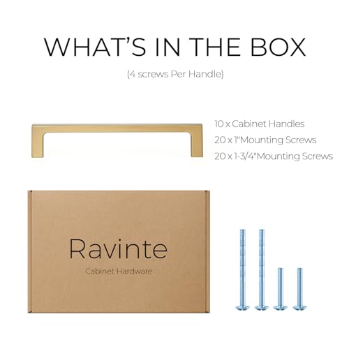 Ravinte Champagne Bronze Kitchen Square Cabinet Handles 5 Inch 10 Pack - size: 5 Inch Hole