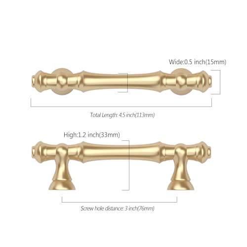 Asidrama 10 Pack 3 Inch(76mm) Gold Kitchen Cabinet Handles, Cabinet Pulls Kitchen Cabinet Hardware for Cupboard Drawer Pulls - color: Gold, size: 3" Hole Center, style: 10 Pack