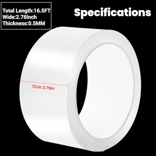 Transparent Window Weather Sealing Tape 2.76 Inch x 16.5 FT Weather Stripping Residue-Free Clear Window Insulation Tape for Doors Windows and Shower Glass - size: 2.76 In * 16.5 FT Clear
