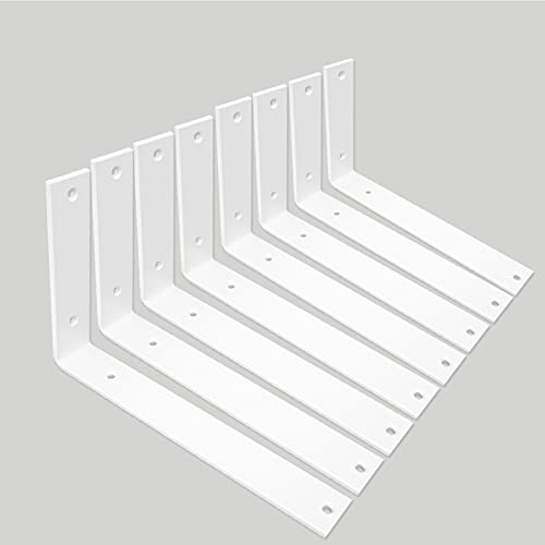 Shelf Brackets 10 Inch Wall L Brackets 8PCS Heavy Duty for Shelves Metal White Rustic Industrial Brackets for DIY Opening Shelves Project Hardware Included - size: 10 Inch, style: White-8 Pack