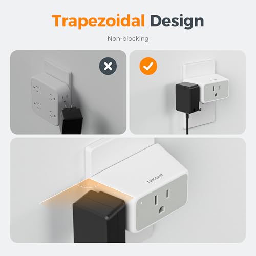 TESSAN Multi Plug Wall Outlet Extender 2 Packs with 3 Plug Wall Adapter