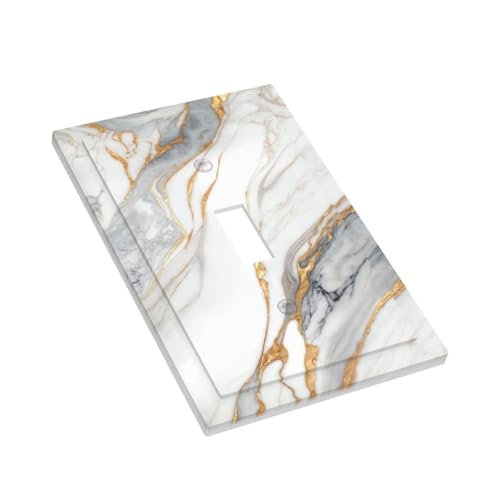 White Gray Gold Marble Light Switch Cover Decorative Wall Plate - color: 1 Gang Single Toggle