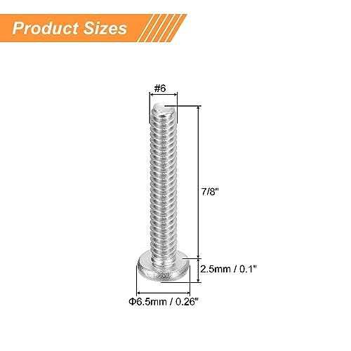 uxcell #6-32x7/8 Pan Head Machine Screws 304 SS Phillips Drive, 25 Pack - size: #6-32x7/8"