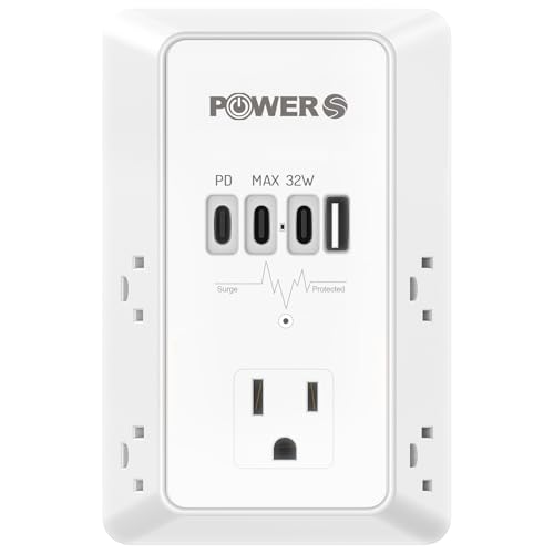 20W PD Fast Charging Wall Outlet with USB Ports (3C1A), Electrical Outlet Extender, Surge Protector, Wall Plug Adapter for Multiple Devices, Wall Socket Expander - size: PD-3C1A
