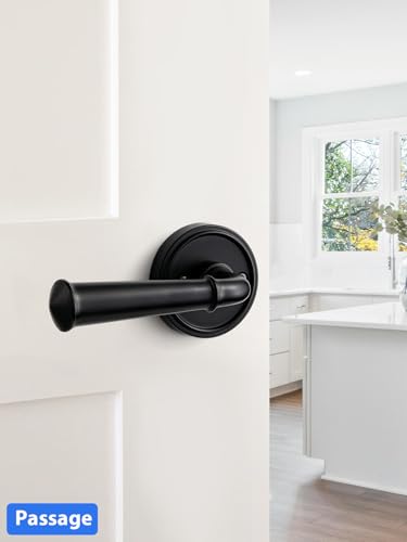 Door Handle Black Passage Door Lever Black DoorHandle, 1 Pack - color: Black