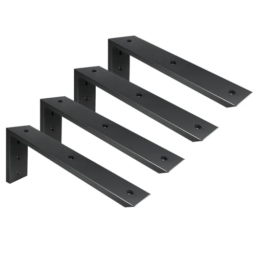 WINKER Countertop Support Bracket 4 Pack Heavy Duty 1/2" Thick Hidden L Shelf Bracket 14" x 6" x 2.5" Metal Corbels for Quartz/Granite/Wood/Concrete/Laminate Countertops, Black - size: 14″x6″x2.5″-1/2" thick, style: Black-4Pack