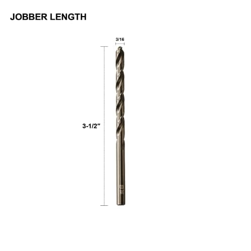3/16 Cobalt Drill Bit for Metal and Hard Steel(10Pcs),M35 High Speed Steel Twist Jobber Metal Drill Bits,with Index Storage Case - size: 3/16 in (10 pcs)