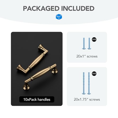 HOME EDIT Champagne Bronze Cabinet Handles 3-3/4 Inch Pulls 10 Pack - color: Champagne Bronze, size: 3-3/4 inches Hole Center