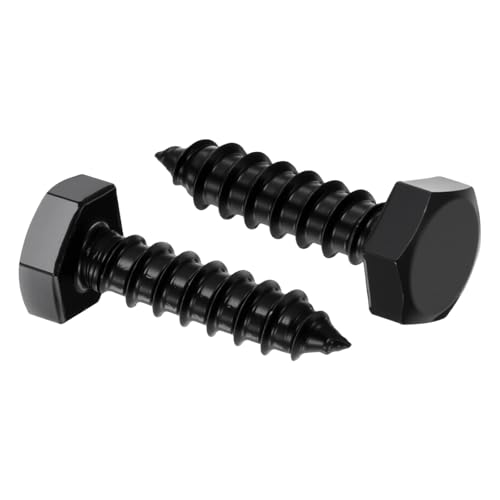 25 Pcs Hex Head Lag Screws 1/4"x1" SS 18-8 (304) Lag Bolts - color: Black, size: 1/4"x1"