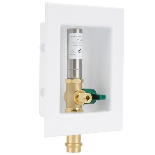 Ice Maker Outlet Box with Water Hammer Arrestor, 1/2-Inch Press x 1/4-Inch OD Compression with 1/4-Turn Ball Valve, Absorb Shock and Reduce Noise（Press tool required） - color: press/ss arrestor