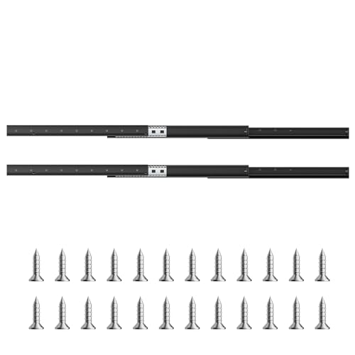 VEVOR Undermount Heavy Duty Drawer Slides, 16 24 32 40 Inch 260 lb Load Capacity Full Extension Ball Bearing Under Stair Cabinet Rails, Bottom Stair Cabinet Glides Track Runners(24inch, Black) - size: 24 Inch
