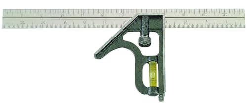 Johnson Level & Tool 400EM-S Heavy Duty Professional Inch/Metric Metal Combination Square, 12", Silver, 1 Square - style: 420EM Inch/Metric Metal